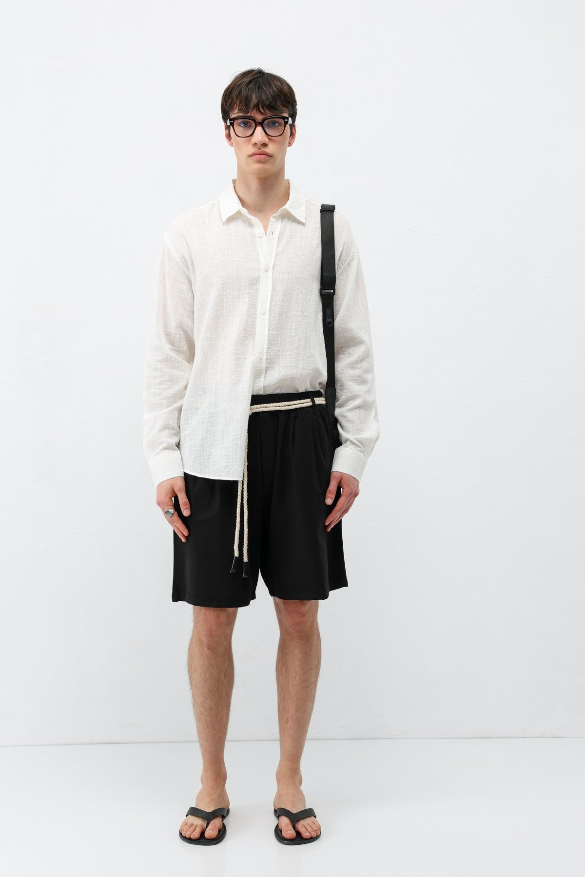 Oversized Linen Shorts with a Waistband