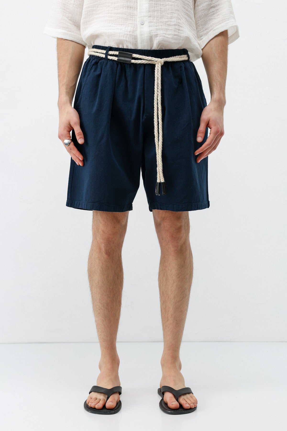 Oversized Linen Shorts with a Waistband