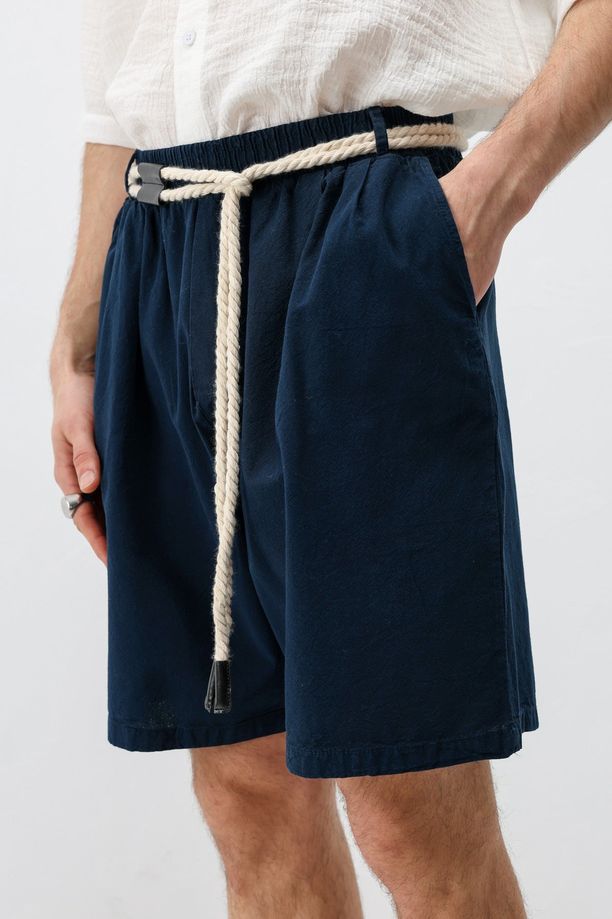Oversized Linen Shorts with a Waistband