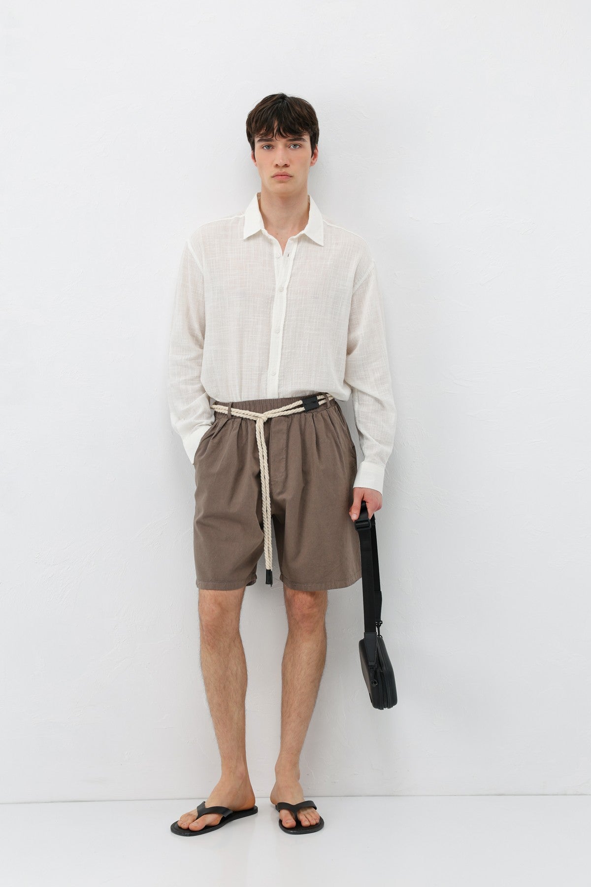 Oversized Linen Shorts with a Waistband