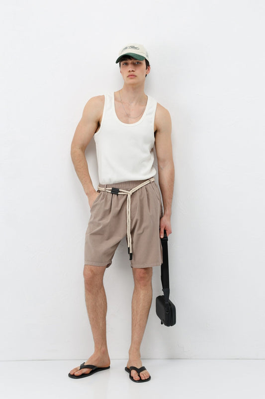 Oversized Linen Shorts with a Waistband