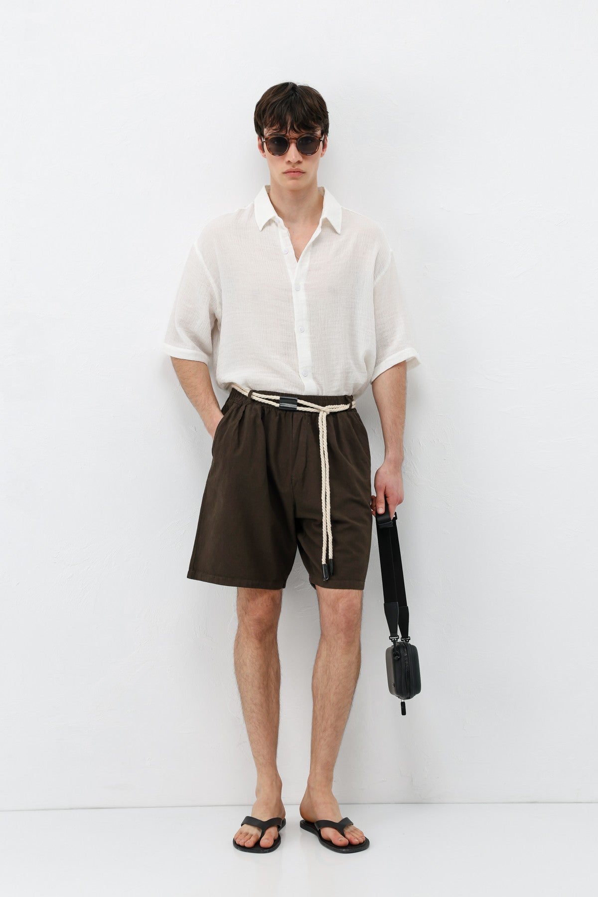 Oversized Linen Shorts with a Waistband