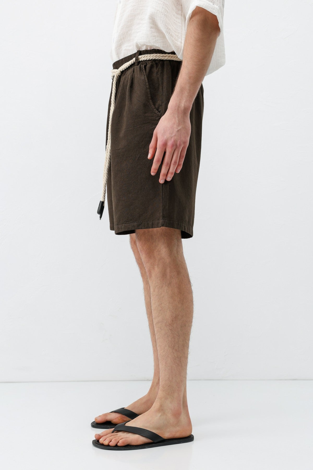 Oversized Linen Shorts with a Waistband