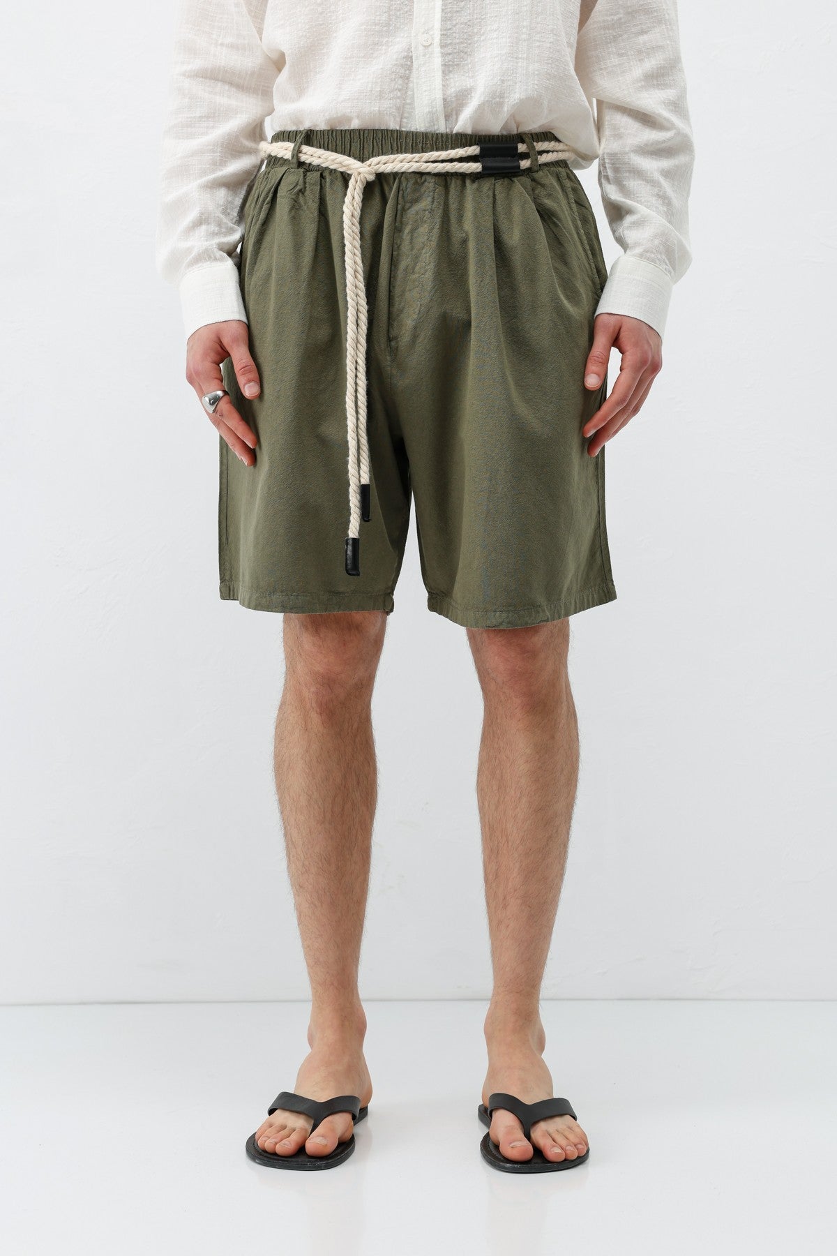 Oversized Linen Shorts with a Waistband