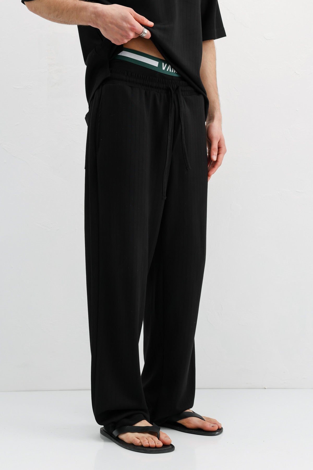 Ribbed, Textured Baggy Sweatpants