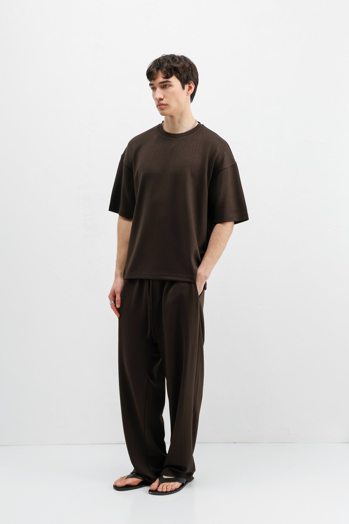 Ribbed, Textured Baggy Sweatpants