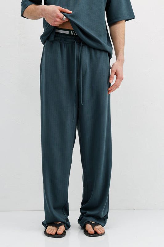 Ribbed, Textured Baggy Sweatpants