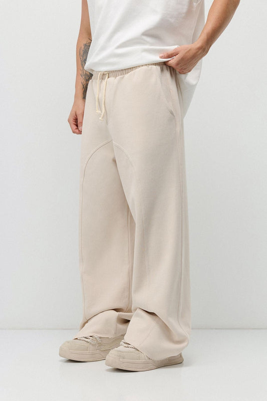 Baggy Sweatpants with Stitched Details, Machine Washable