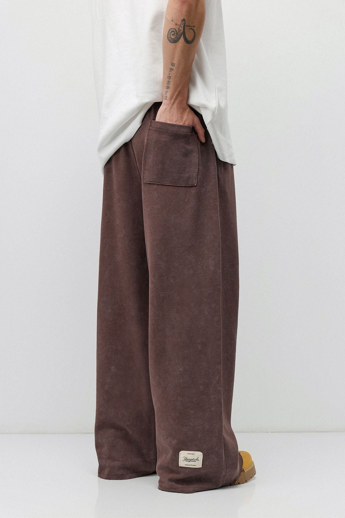 Baggy Sweatpants with Stitched Details, Machine Washable