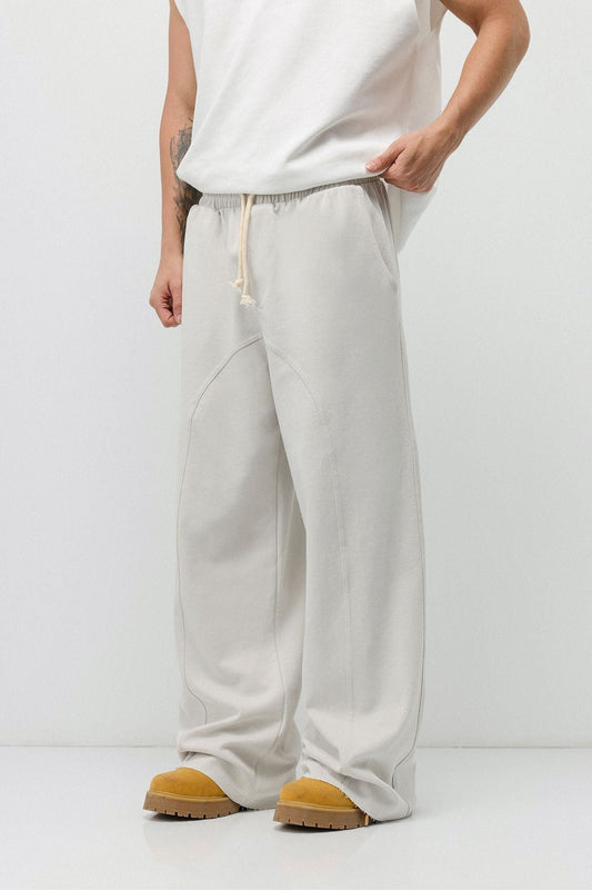Baggy Sweatpants with Stitched Details, Machine Washable
