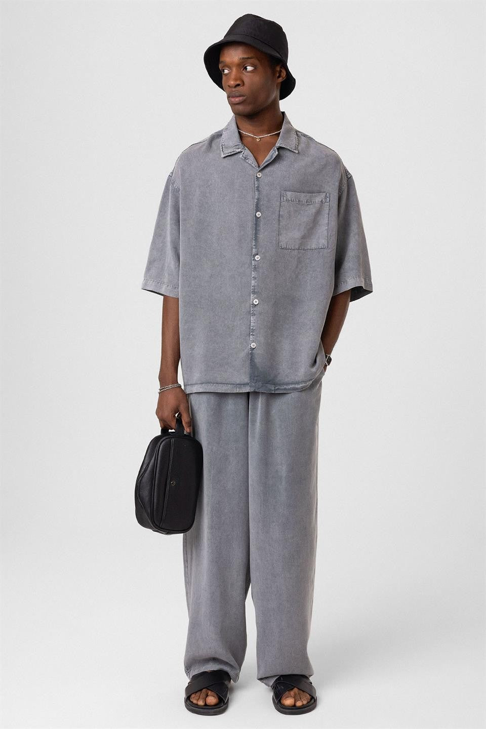 Machine-Washable Lyocell Fabric Top and Bottom Set