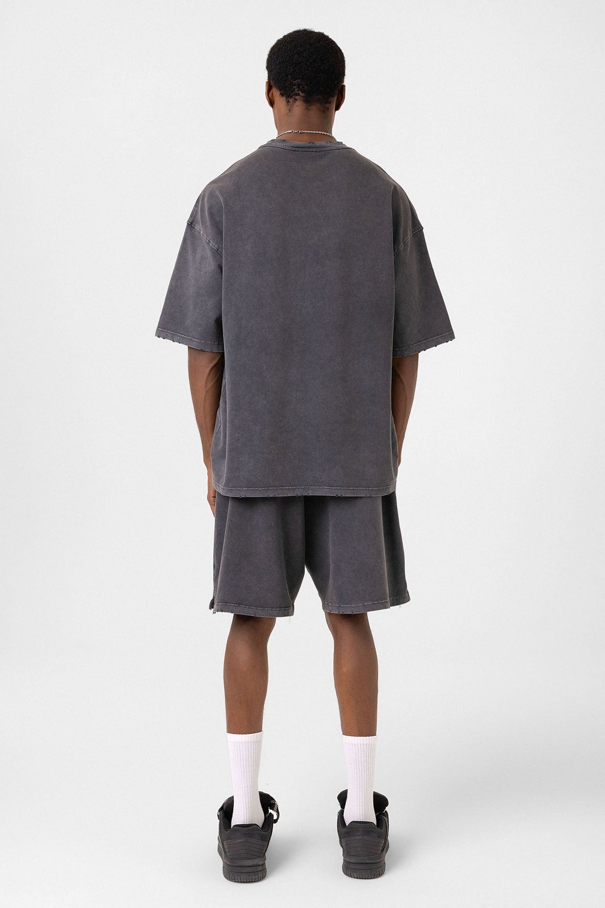 Basic Washed Oversized Shorts Set