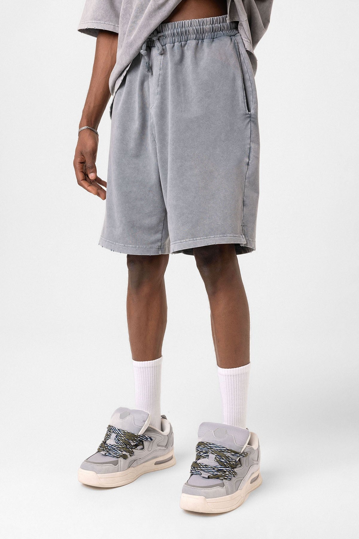 Basic Washed Oversized Shorts Set