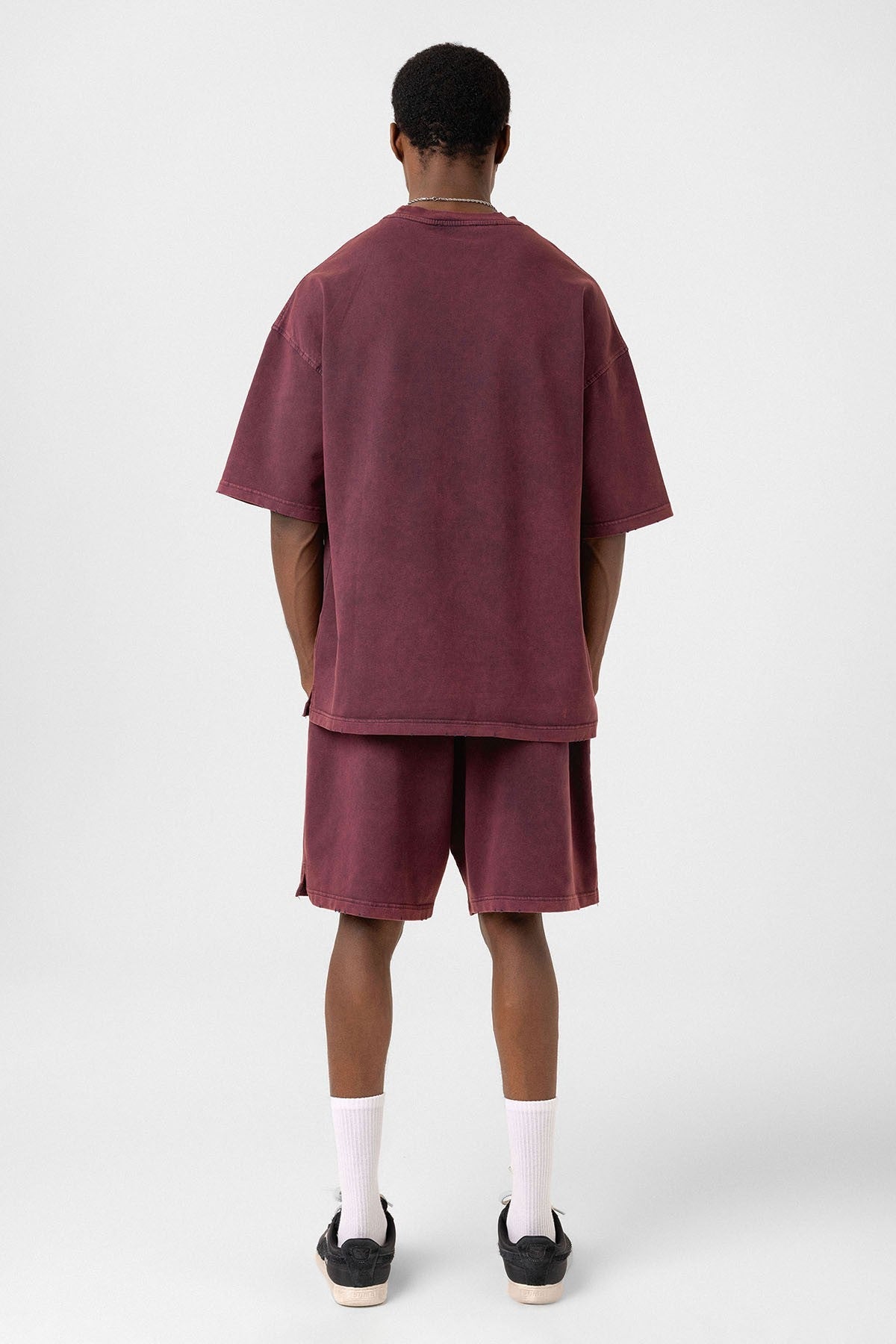 Basic Washed Oversized Shorts Set