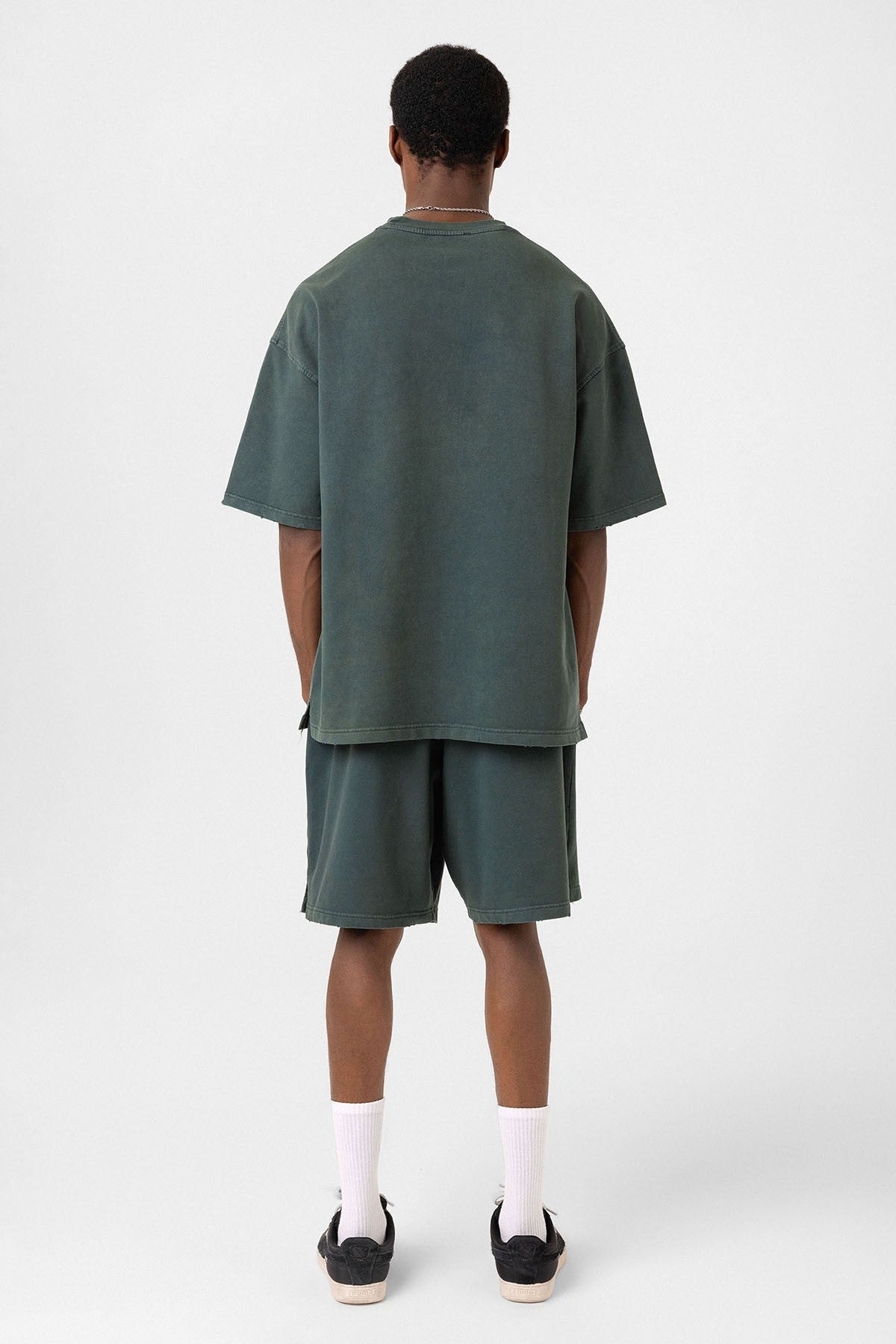 Basic Washed Oversized Shorts Set