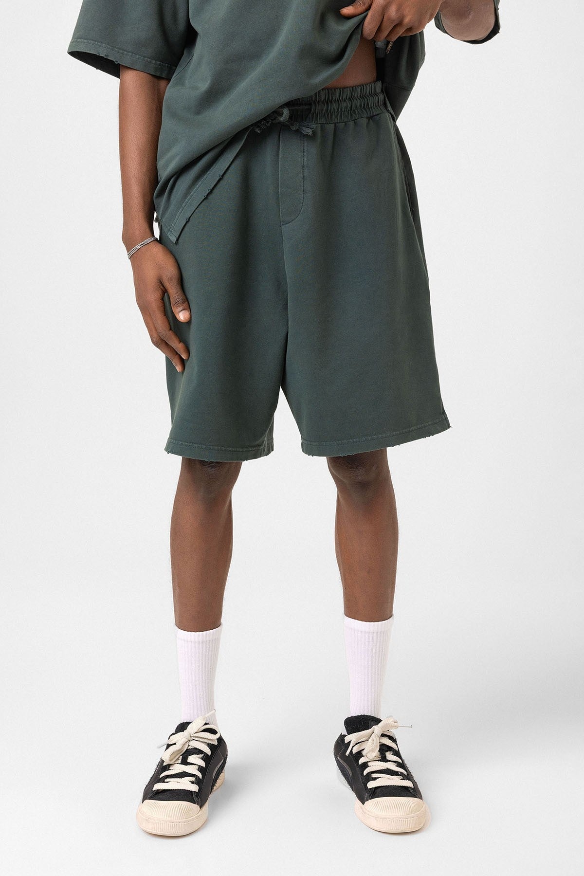 Basic Washed Oversized Shorts Set