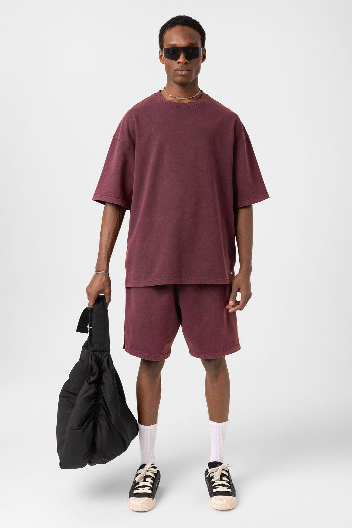 Basic Washed Oversized Shorts Set