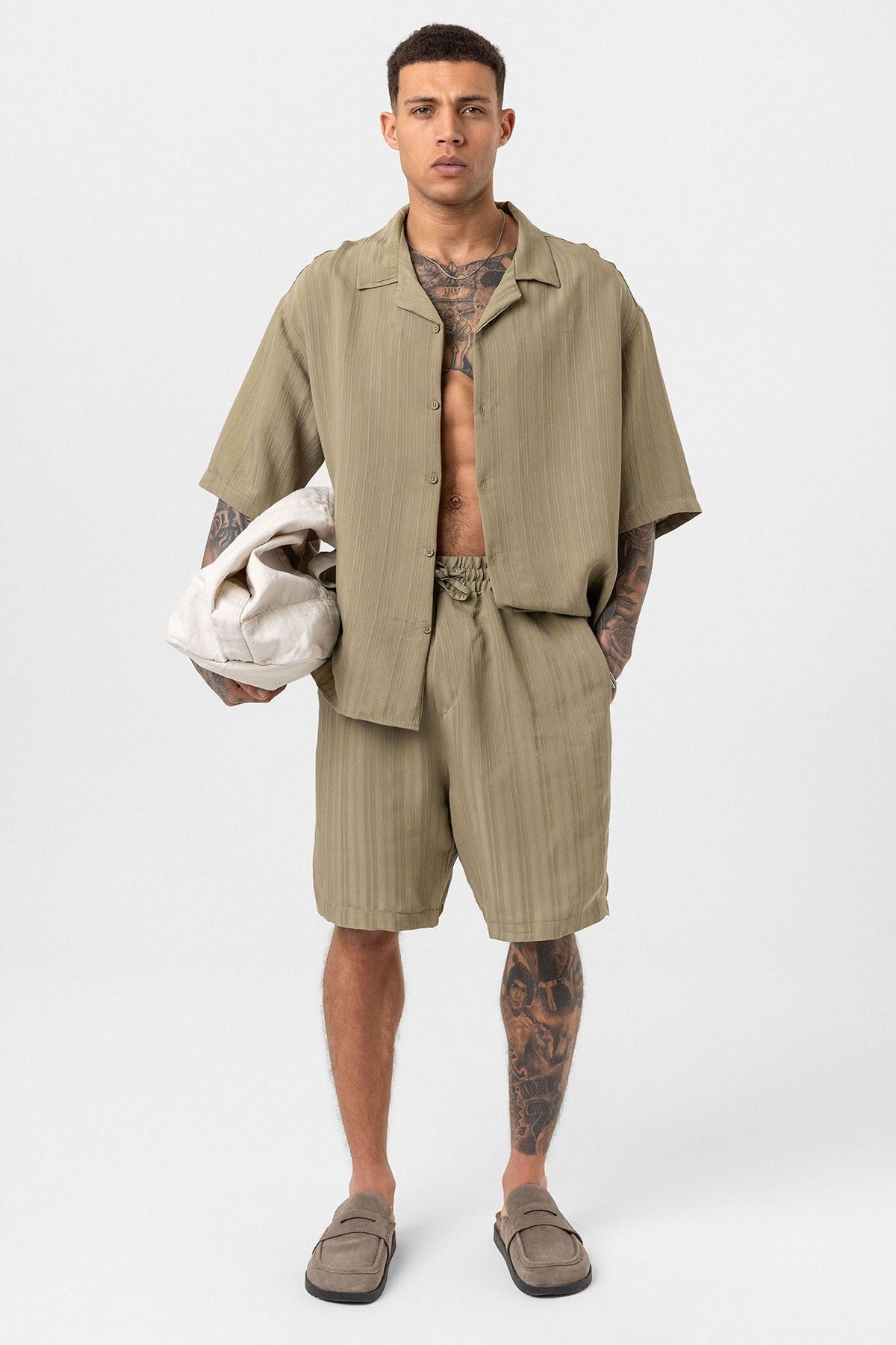 Oversized Modal Fabric Shorts and Shirt Set