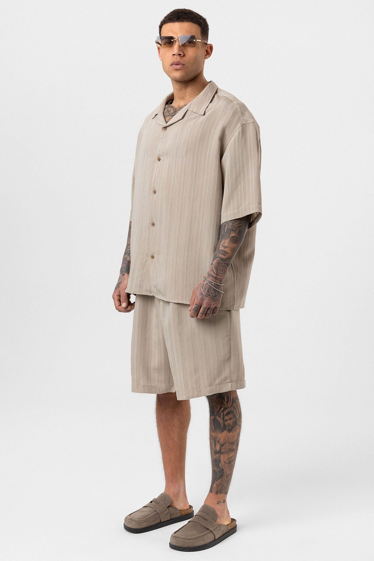 Oversized Modal Fabric Shorts and Shirt Set