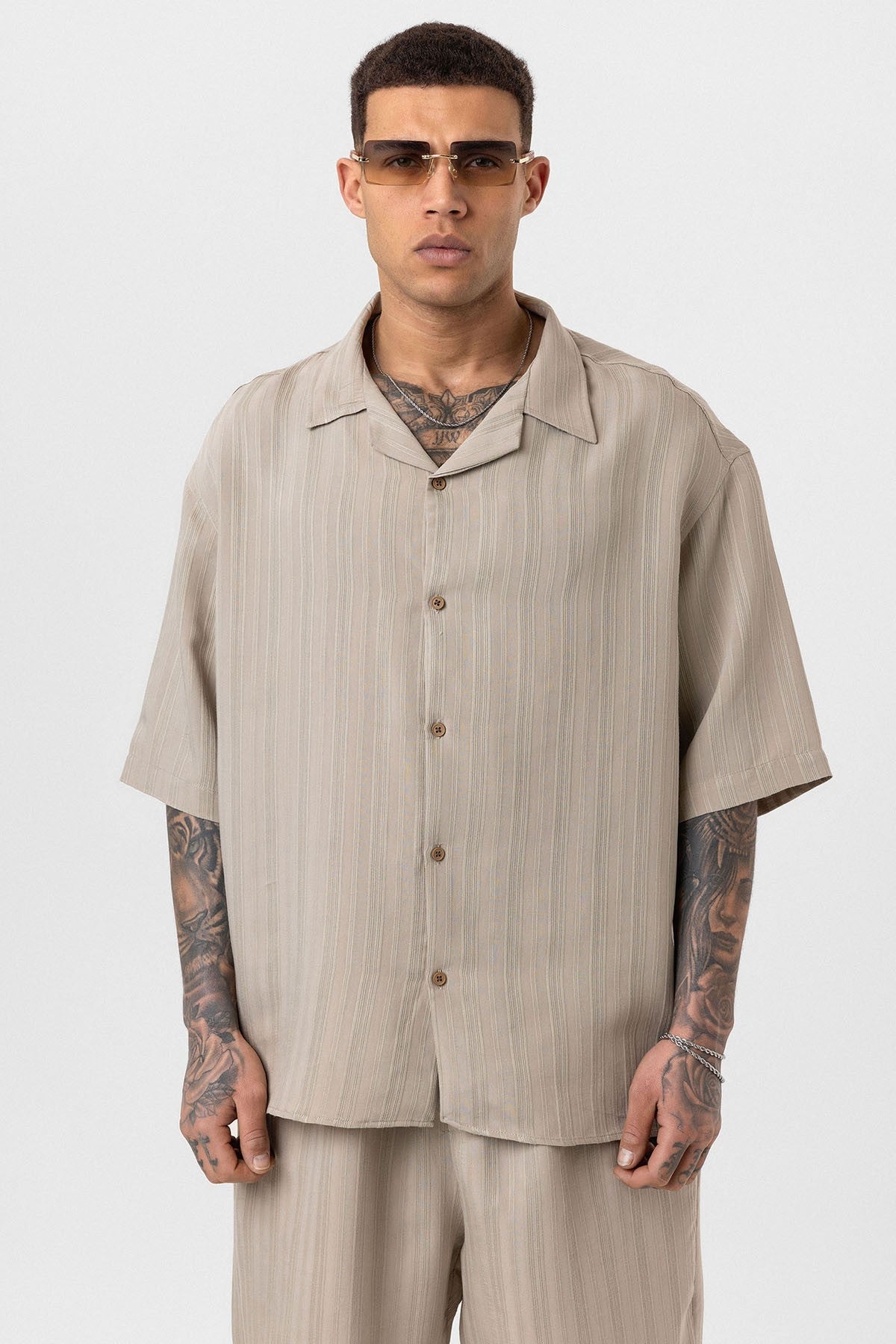 Oversized Modal Fabric Shorts and Shirt Set