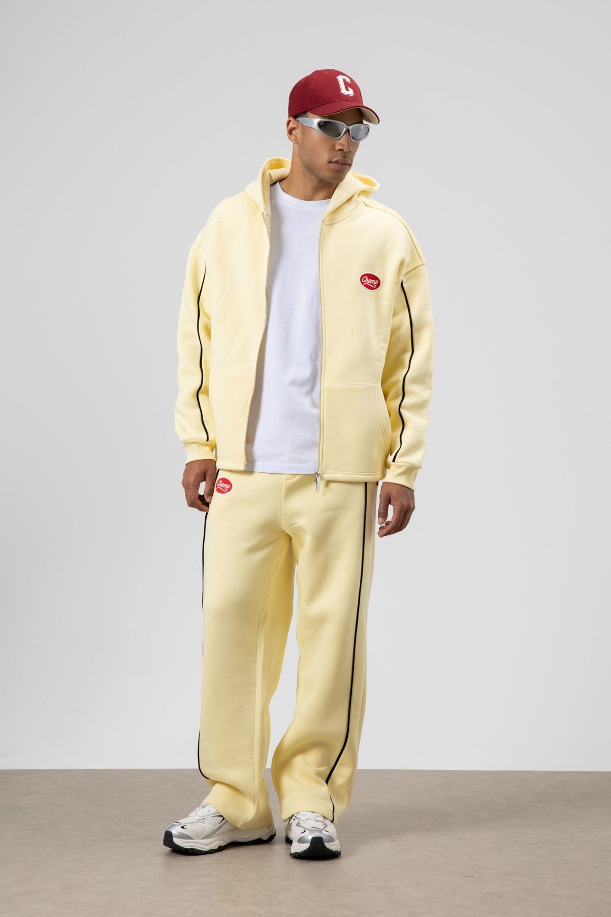 Oversized Sweatsuit Set with Stripe Details