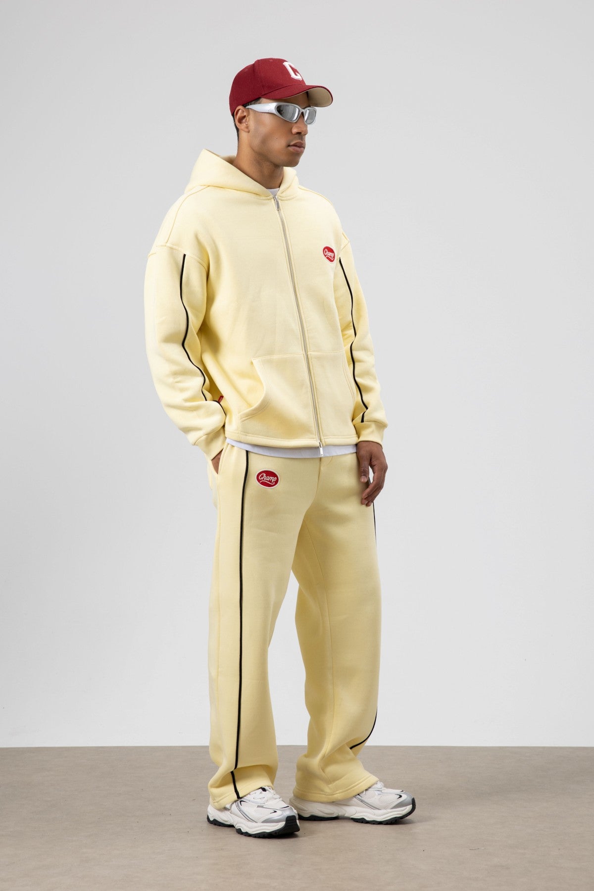 Oversized Sweatsuit Set with Stripe Details