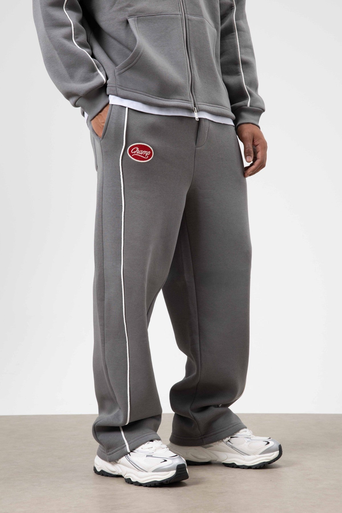 Oversized Sweatsuit Set with Stripe Details