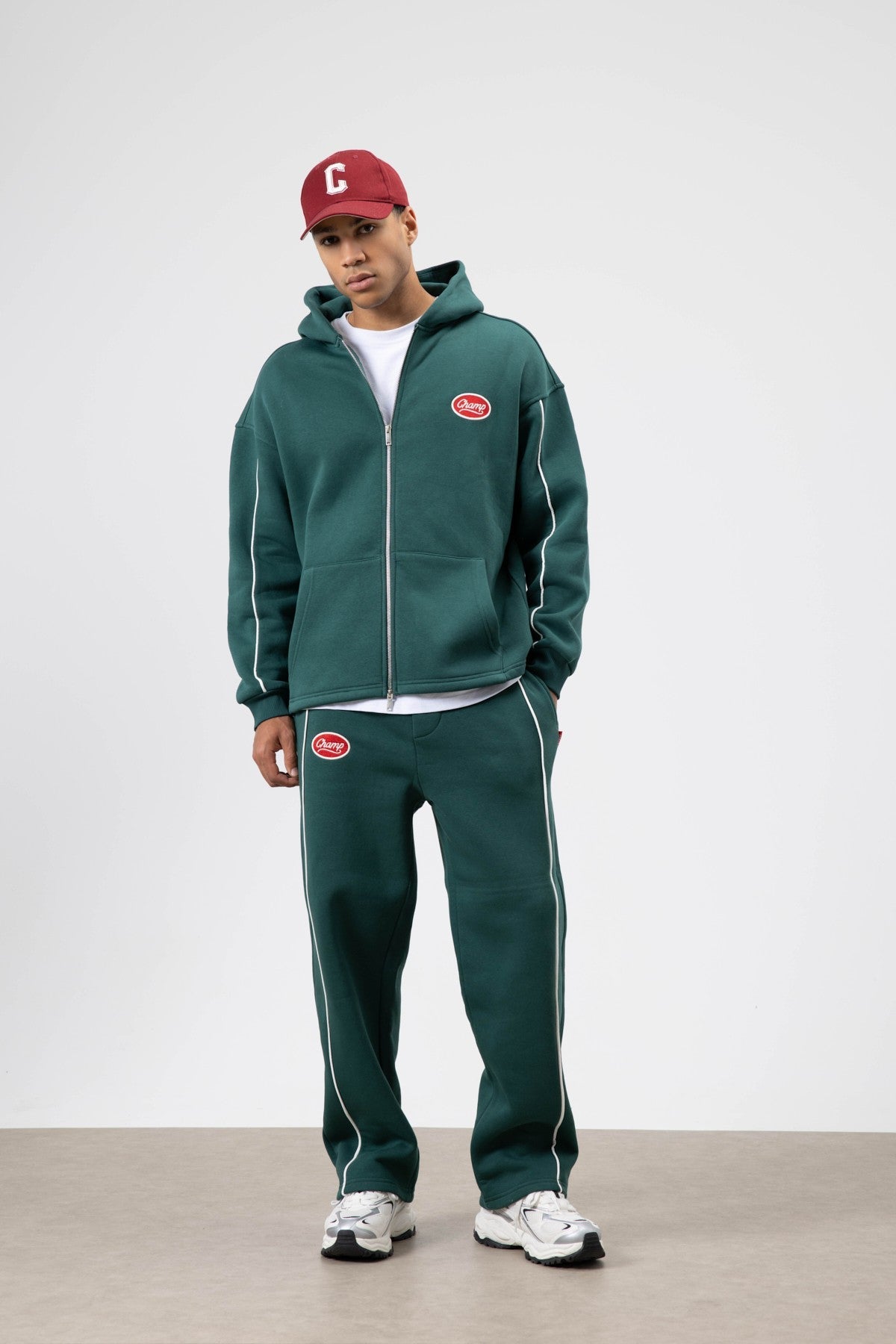 Oversized Sweatsuit Set with Stripe Details