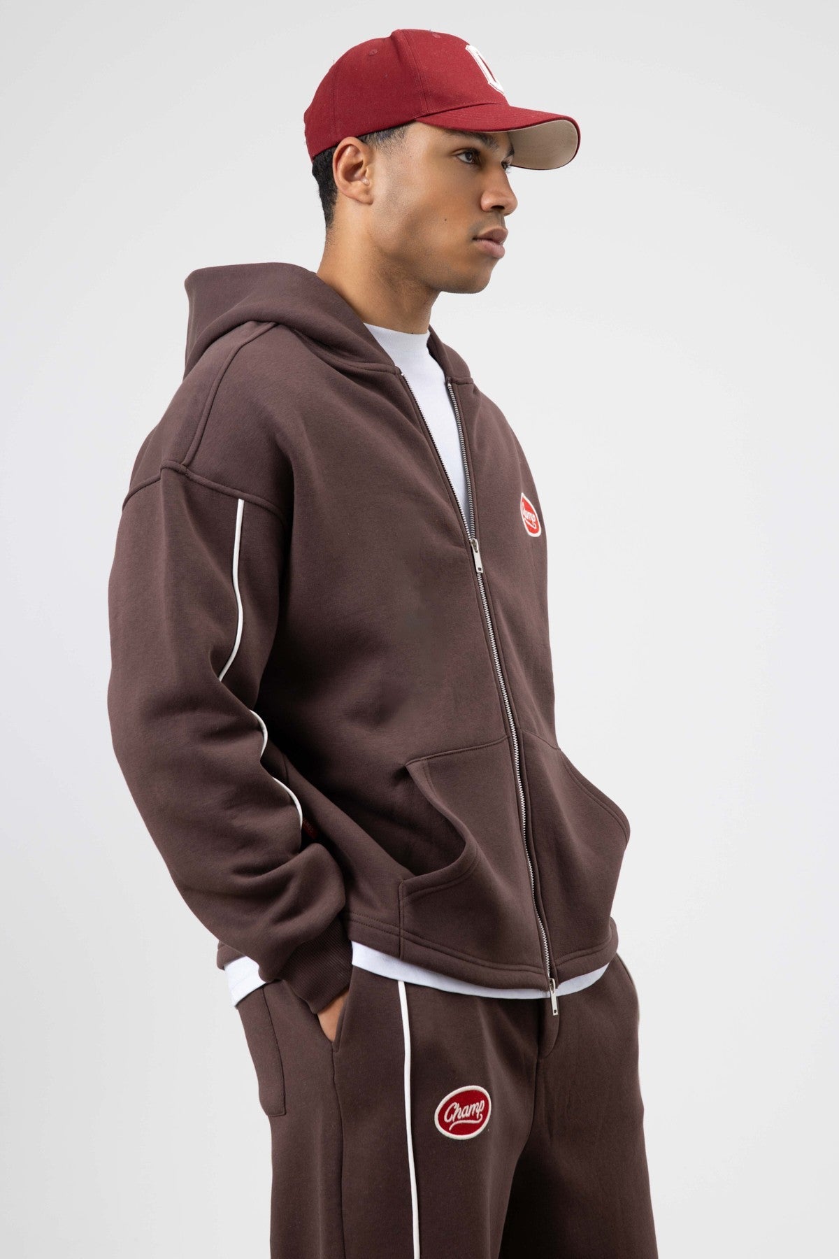 Oversized Sweatsuit Set with Stripe Details