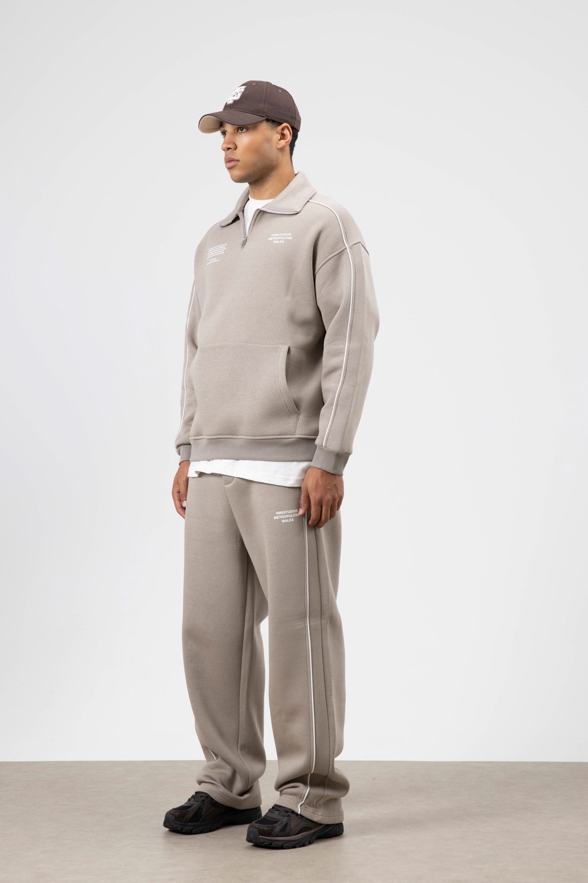 Oversized Sweatsuit Set with Stripe Details