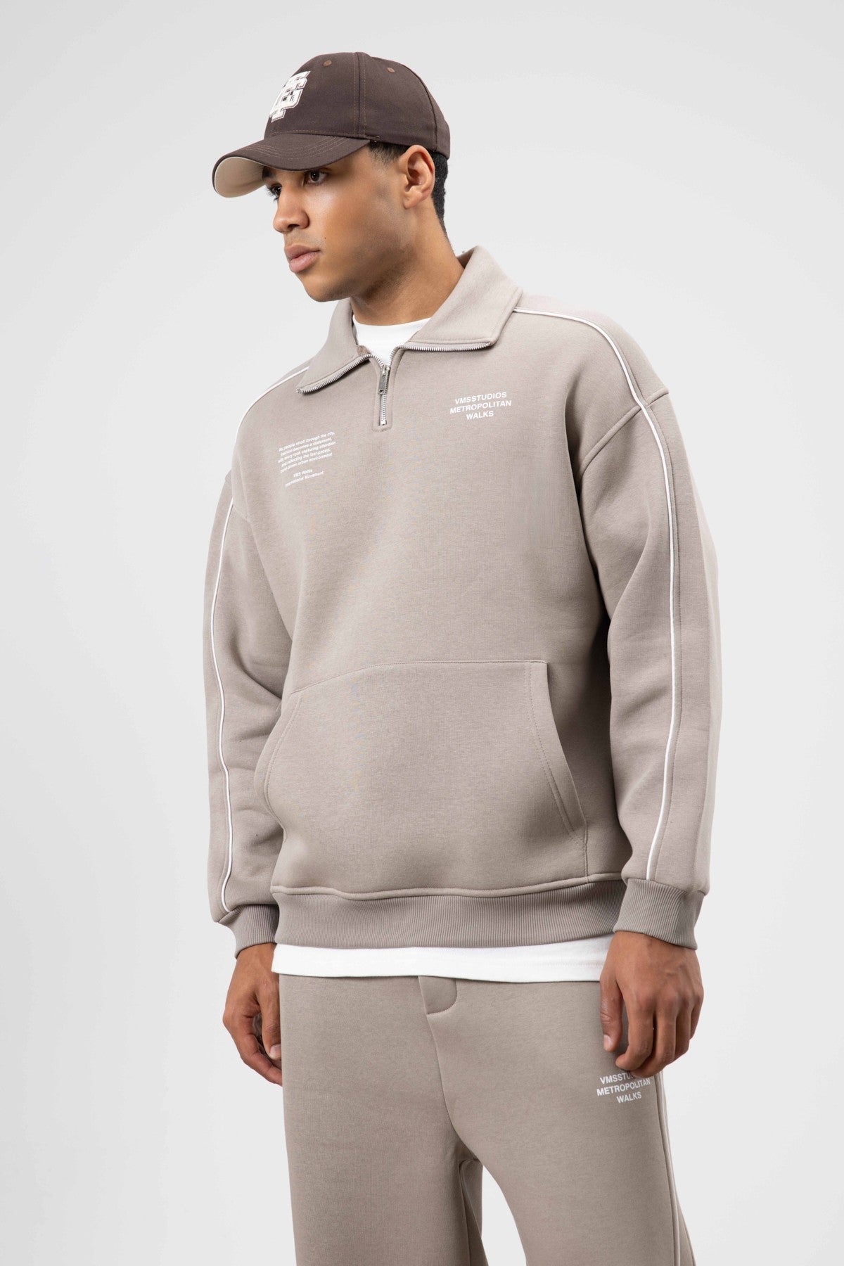 Oversized Sweatsuit Set with Stripe Details