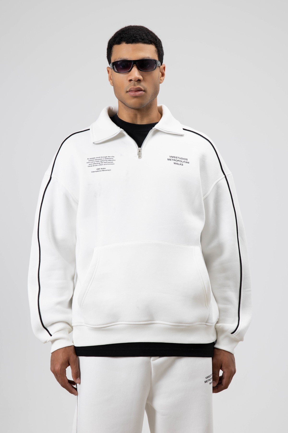 Oversized Sweatsuit Set with Stripe Details