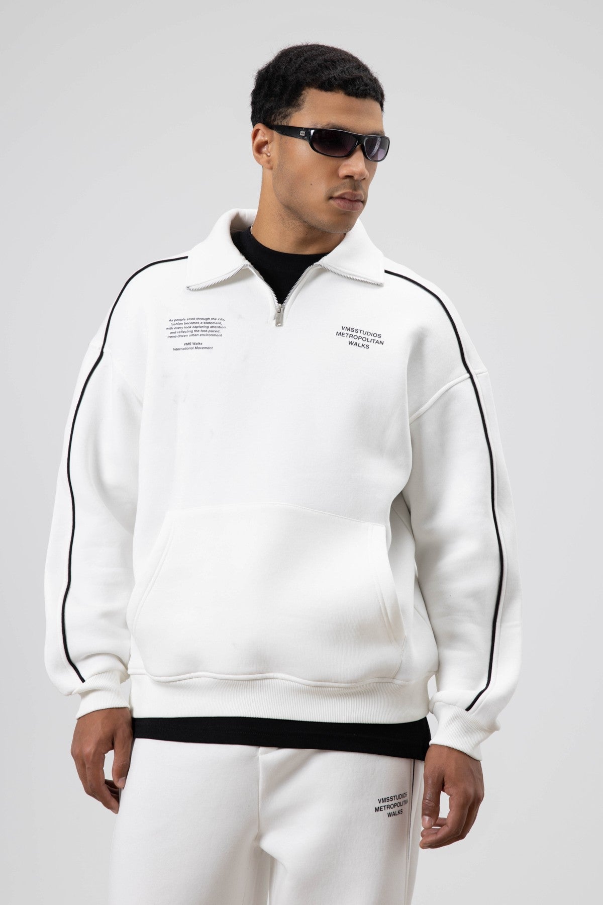 Oversized Sweatsuit Set with Stripe Details
