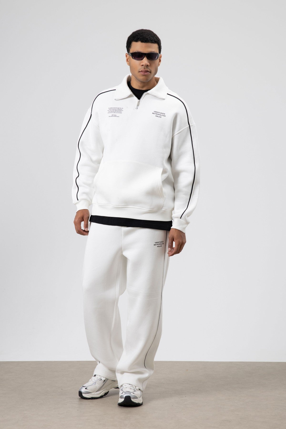 Oversized Sweatsuit Set with Stripe Details