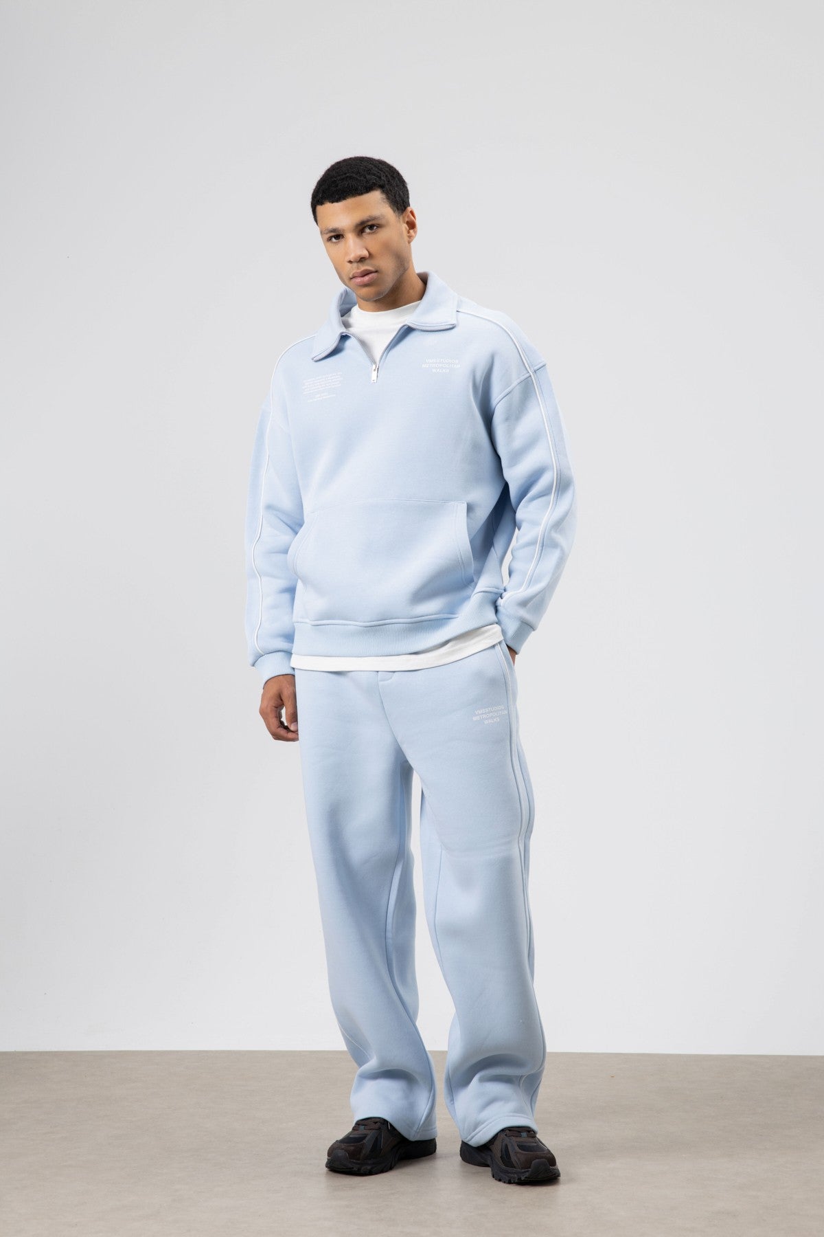 Oversized Sweatsuit Set with Stripe Details