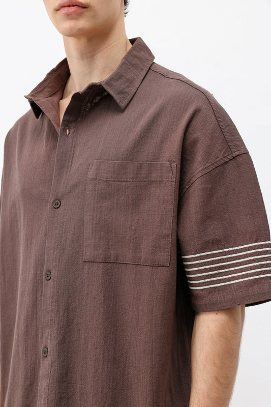Oversized Linen Set with Striped Details