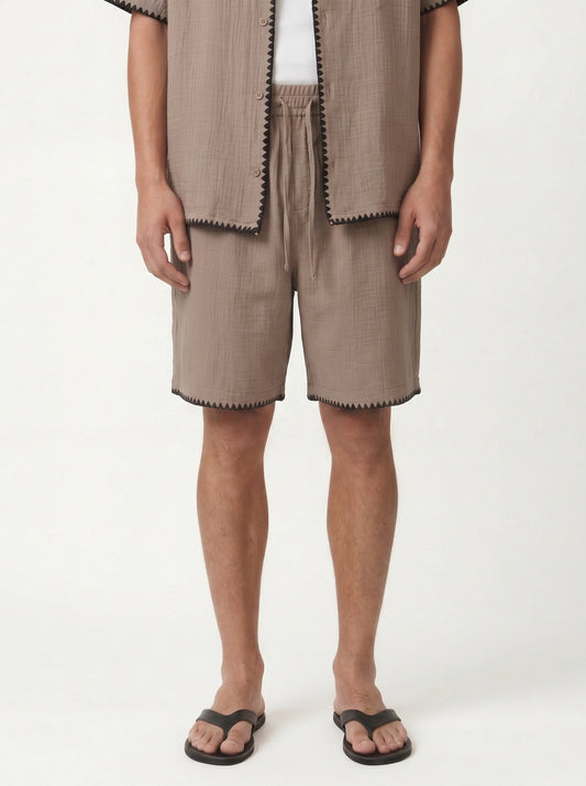 Stitched-Detail Shirt and Shorts Set