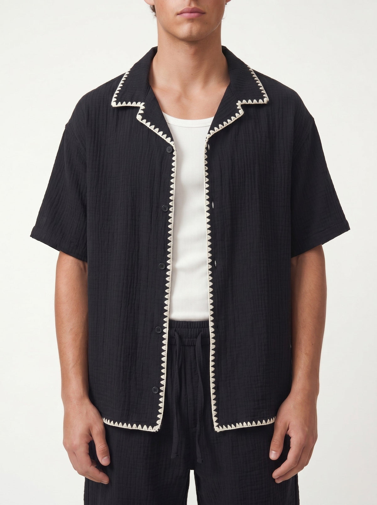 Stitched-Detail Shirt and Shorts Set