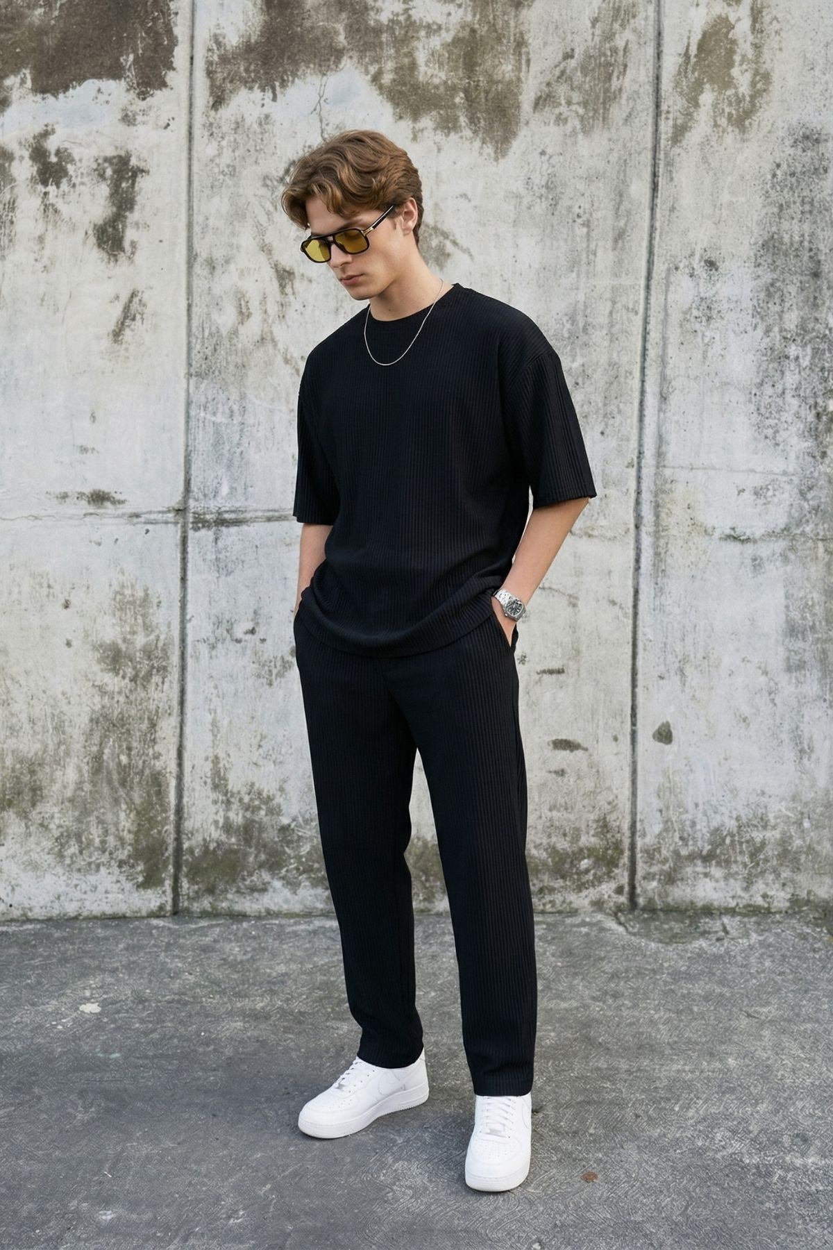 Oversized T-Shirt with Ribbed Hem